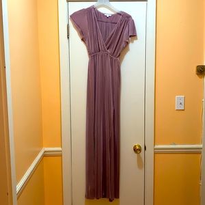 Baltic Born Athena Pleated Maxi Dress Size Small Mauve